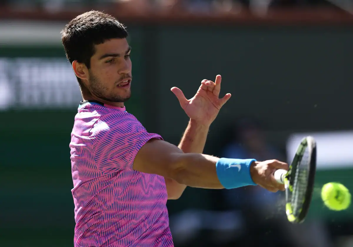 Alcaraz, durante su partido ante Zverev