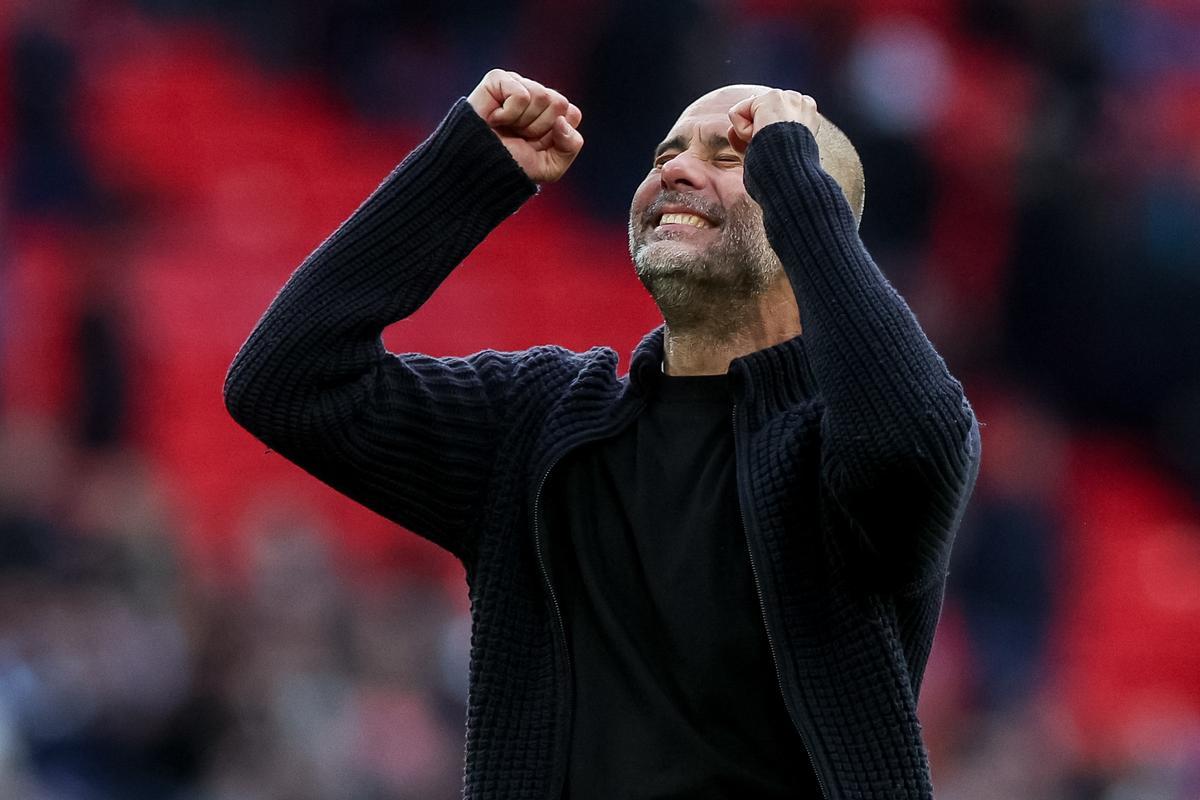 Guardiola, durante un partido contra el Manchester City