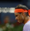 Rafael Nadal se queja de una falta, este martes en Madrid