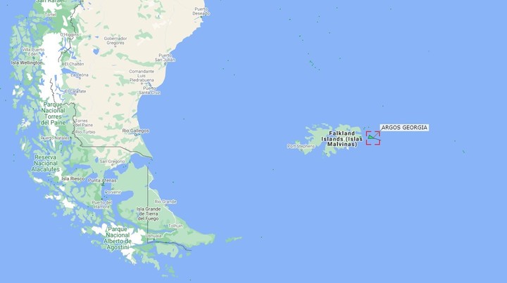 La última posición conocida del velero que estaba frente a Malvinas.  Capturar HiFleet