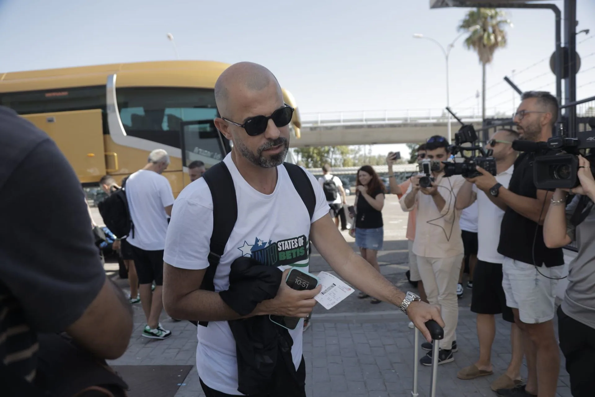 Manu Fajardo, en la expedición del Betis antes de partir a Estados Unidos