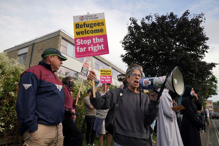La protesta en defensa de los refugiados en Aldershot, este mes.  Foto: AP 
