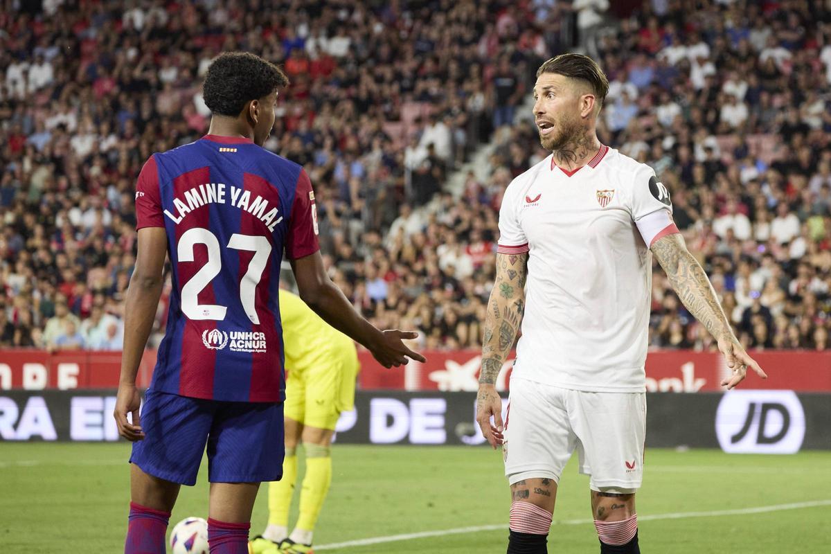 Sergio Ramos, en el duelo de La Liga ante el Barça